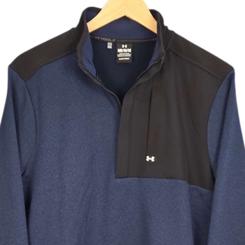 Under Armour Storm Golf 1/4 Zip Pullover Mens Medium Blue Black Performance Warm